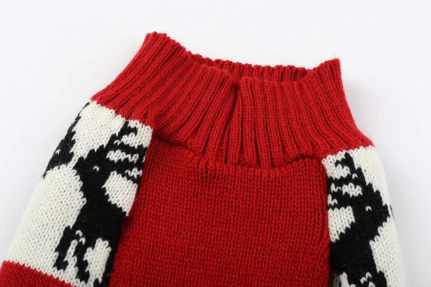 Lanyarco Ugly Vintage Dog Christmas Sweater, Knit Xmas Reindeer Holiday Festive Christmas Dog Sweaters for Small Dogs, Medium M 14"