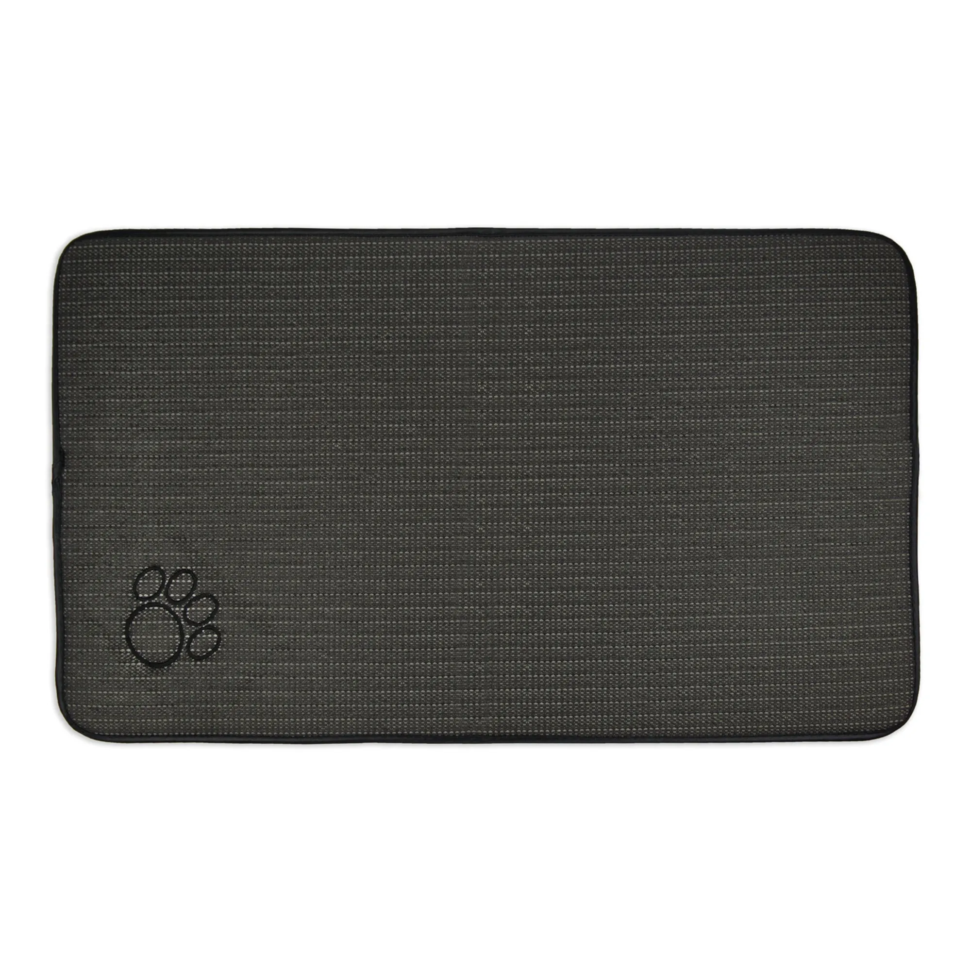 Large Gray Stripe Embroidered Paw Pet Mat