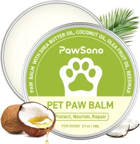 Lick-Safe Dog Paw & Nose Balm with Coconut Oil | All-Natural Paw Cream & Wax for Dry, Cracked Pads & Snouts| Cat Moisturizer & Soother, Nose Butter for Bulldogs| Horse Hoof Care (60 g /2.1 oz)