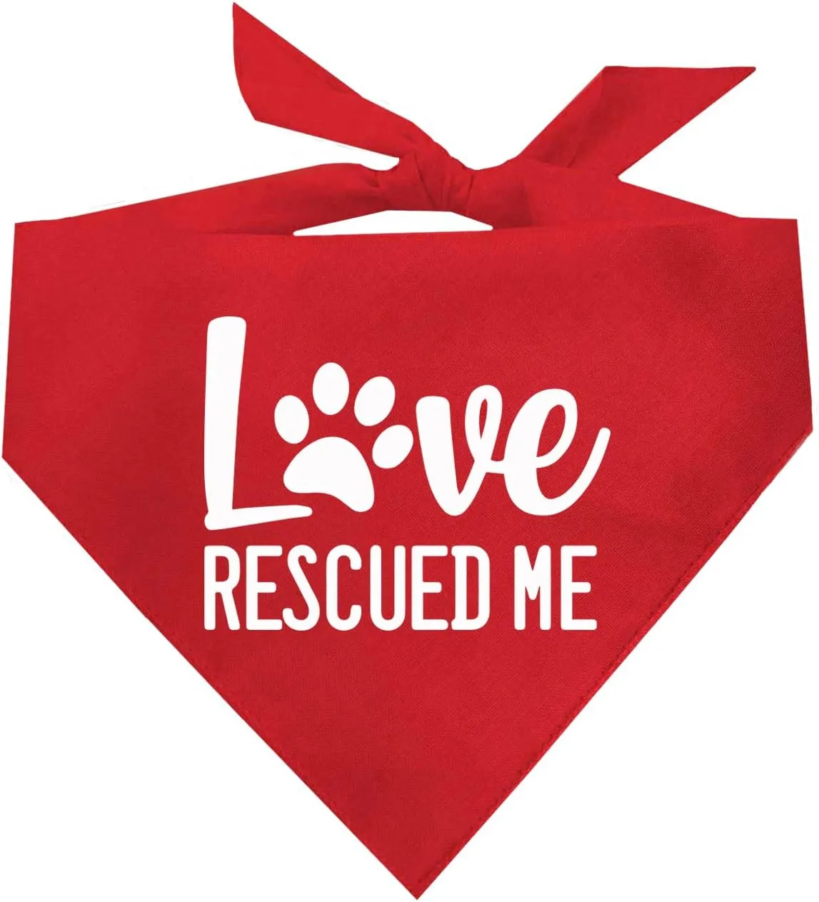 Love Rescued Me Dog Bandana | 100% Cotton Adjustable Triangle | Adoption Event Prop Photoshoot | Rescue | Puppy | New Dog |Red, One Size (164)