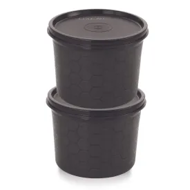 Magnus Microwave Safe Stainless-Steel Easy Lock Kitchen Food Storage Containers with Lid (Set of 2)  550ML Each - Black