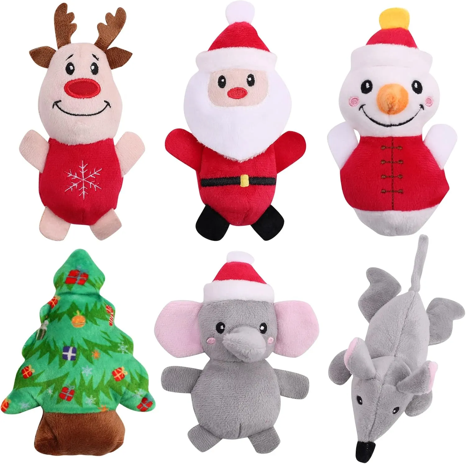 Malier 6PCS Cat Christmas Toys - Indoor Catnip Filled Teething Chew Toys, Cute Plush Kitty Kitten Exercise Toys (Christmas)