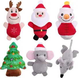 Malier 6PCS Cat Christmas Toys - Indoor Catnip Filled Teething Chew Toys, Cute Plush Kitty Kitten Exercise Toys (Christmas)