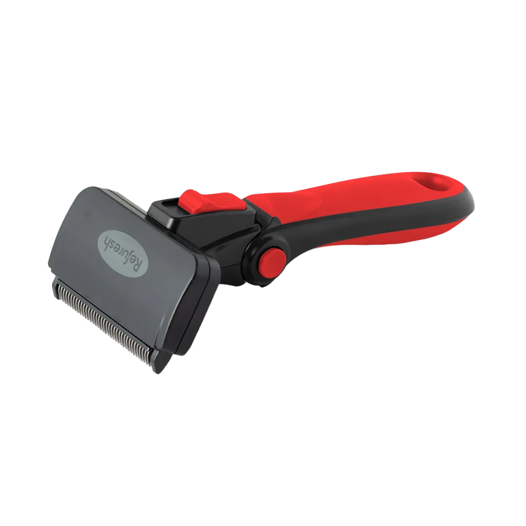 Medium Deshedding Tool Red For Short Coat Dogs and Cats by Refuresh