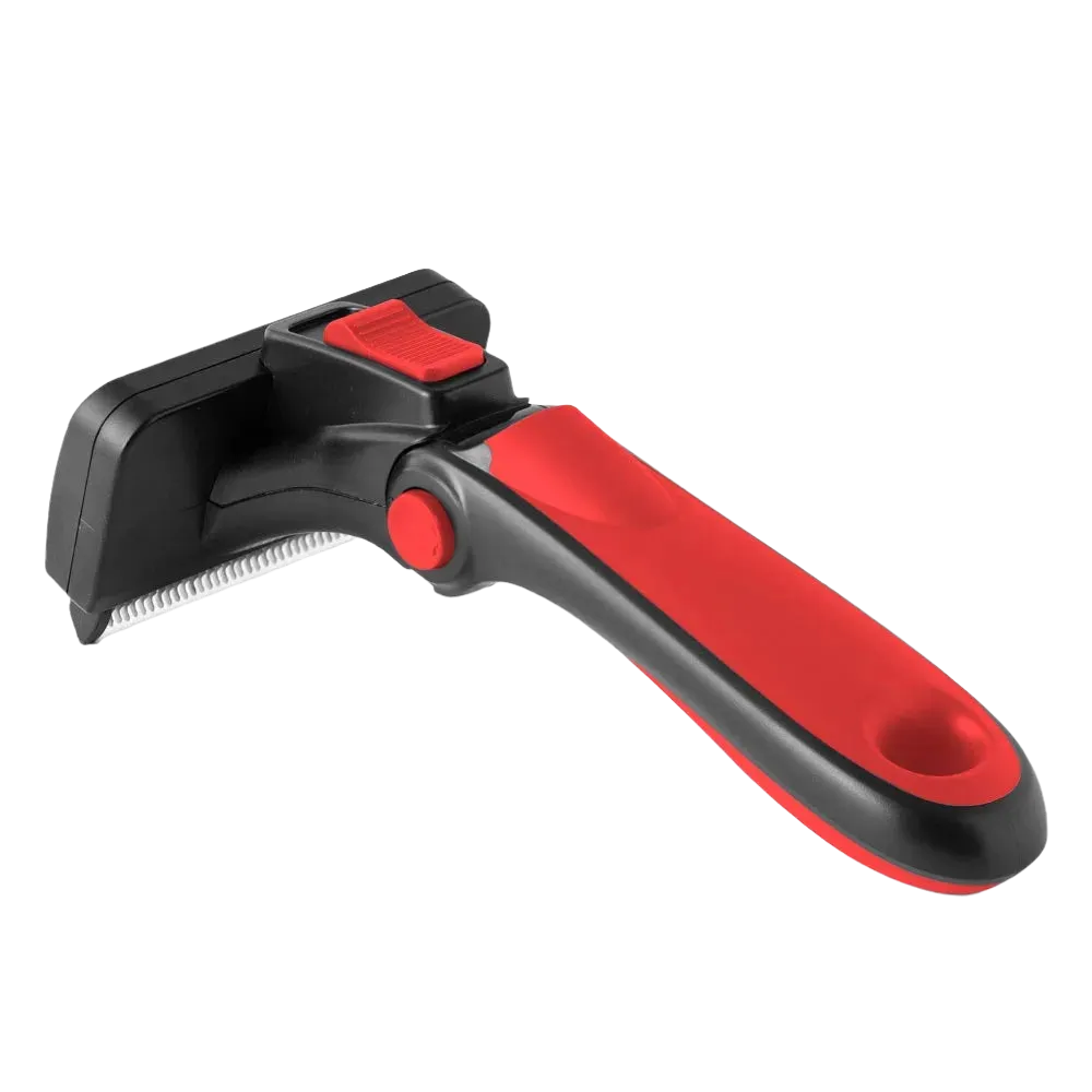Medium Deshedding Tool Red For Short Coat Dogs and Cats by Refuresh