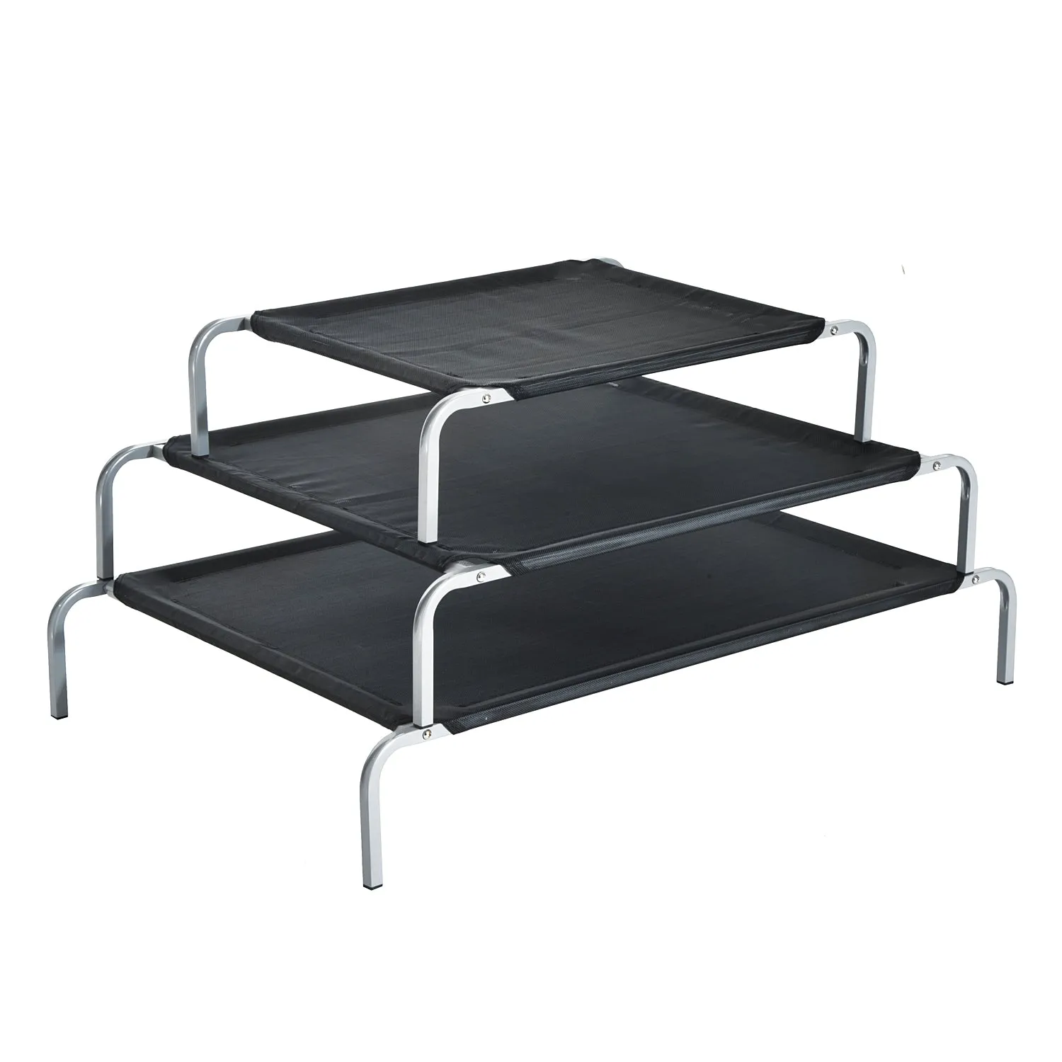 Medium Dogs Portable Elevated Fabric Bed for Camping Outdoors Black