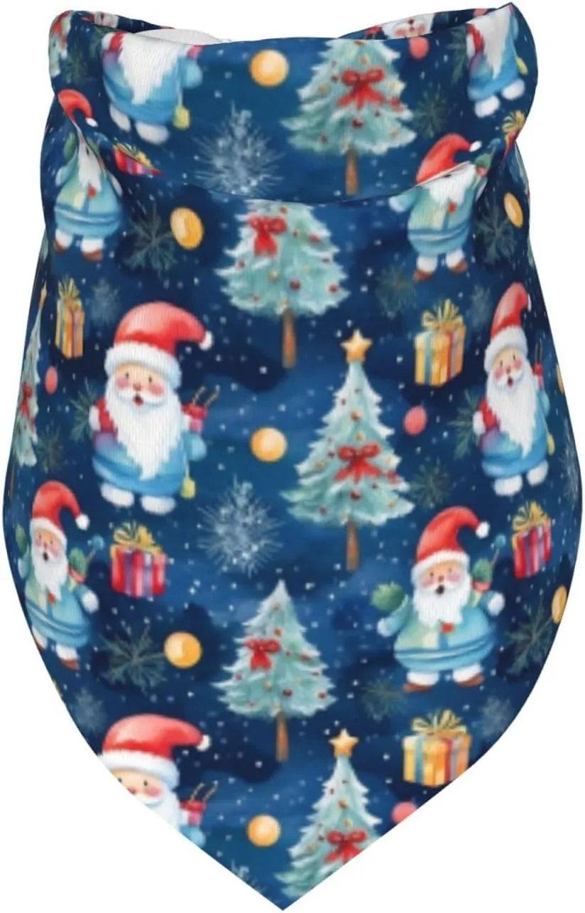 Merry Christmas Santa Claus Tree Gift Blue Dog Bandana Scarf Triangle Bibs Pet Accessories Cat Kerchief