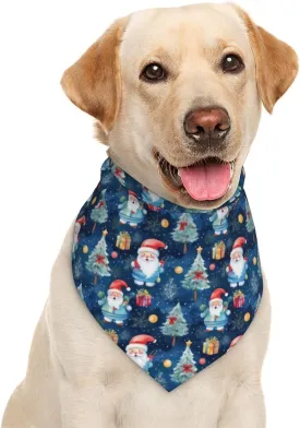 Merry Christmas Santa Claus Tree Gift Blue Dog Bandana Scarf Triangle Bibs Pet Accessories Cat Kerchief