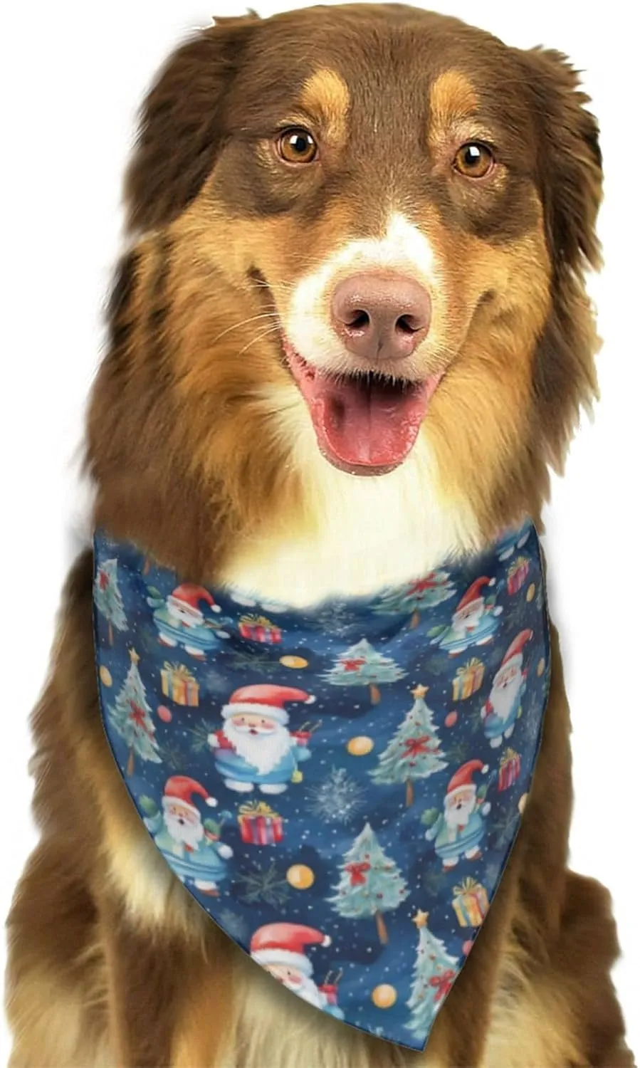 Merry Christmas Santa Claus Tree Gift Blue Dog Bandana Scarf Triangle Bibs Pet Accessories Cat Kerchief