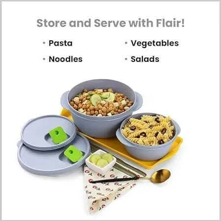Multispace Grey Micro Dynasty Food Storage Containers with Air Vent Lid, BPA Free, Microwave & Dishwasher Safe, (Set of 2)
