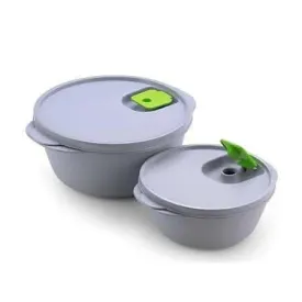 Multispace Grey Micro Dynasty Food Storage Containers with Air Vent Lid, BPA Free, Microwave & Dishwasher Safe, (Set of 2)