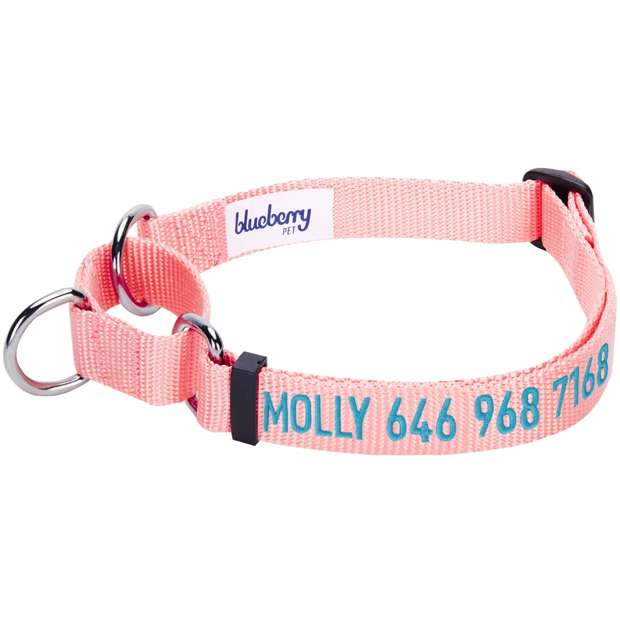 Nylon Personalized Martingale Safety Training Dog Collar Pink Red for Puppy Girl
