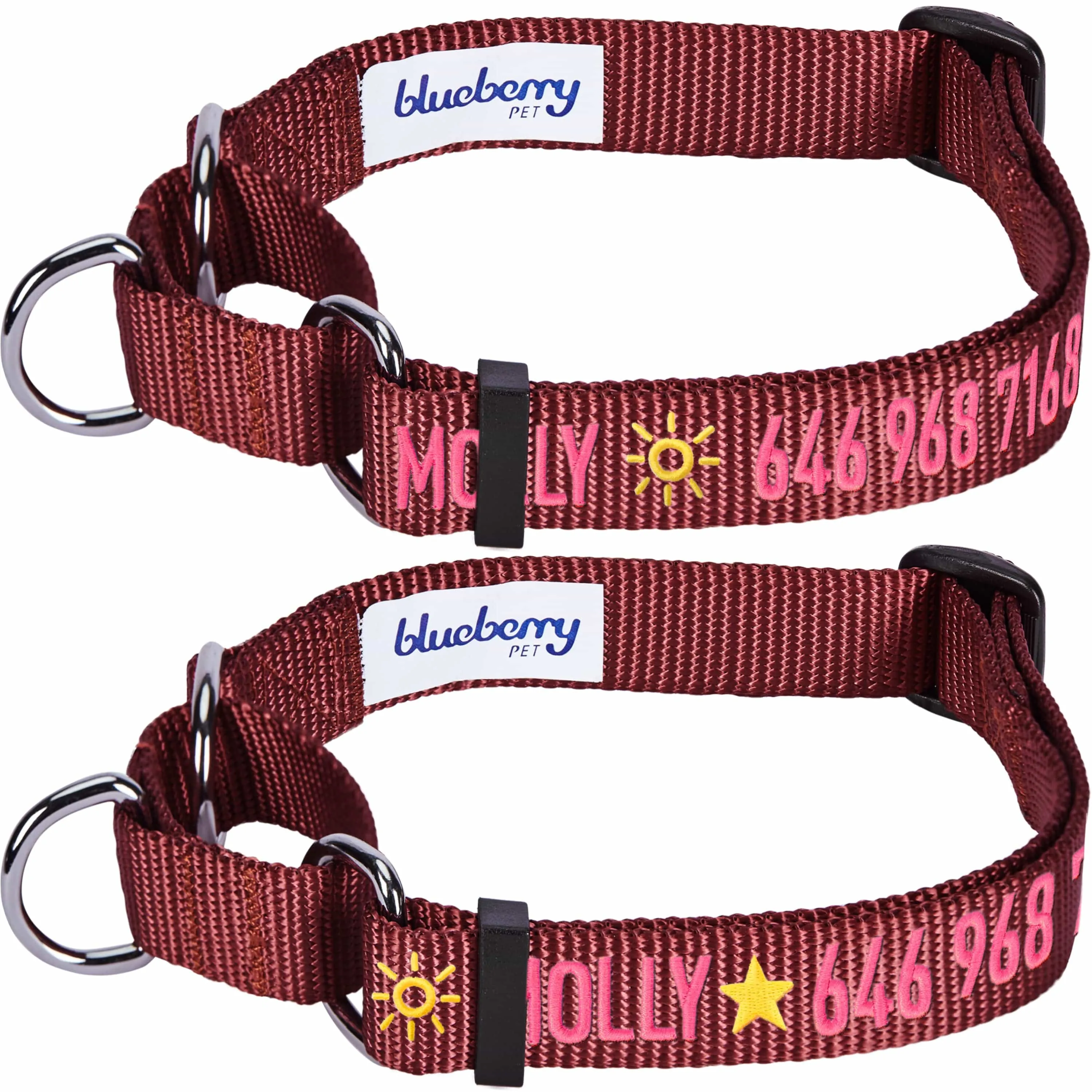 Nylon Personalized Martingale Safety Training Dog Collar Pink Red for Puppy Girl