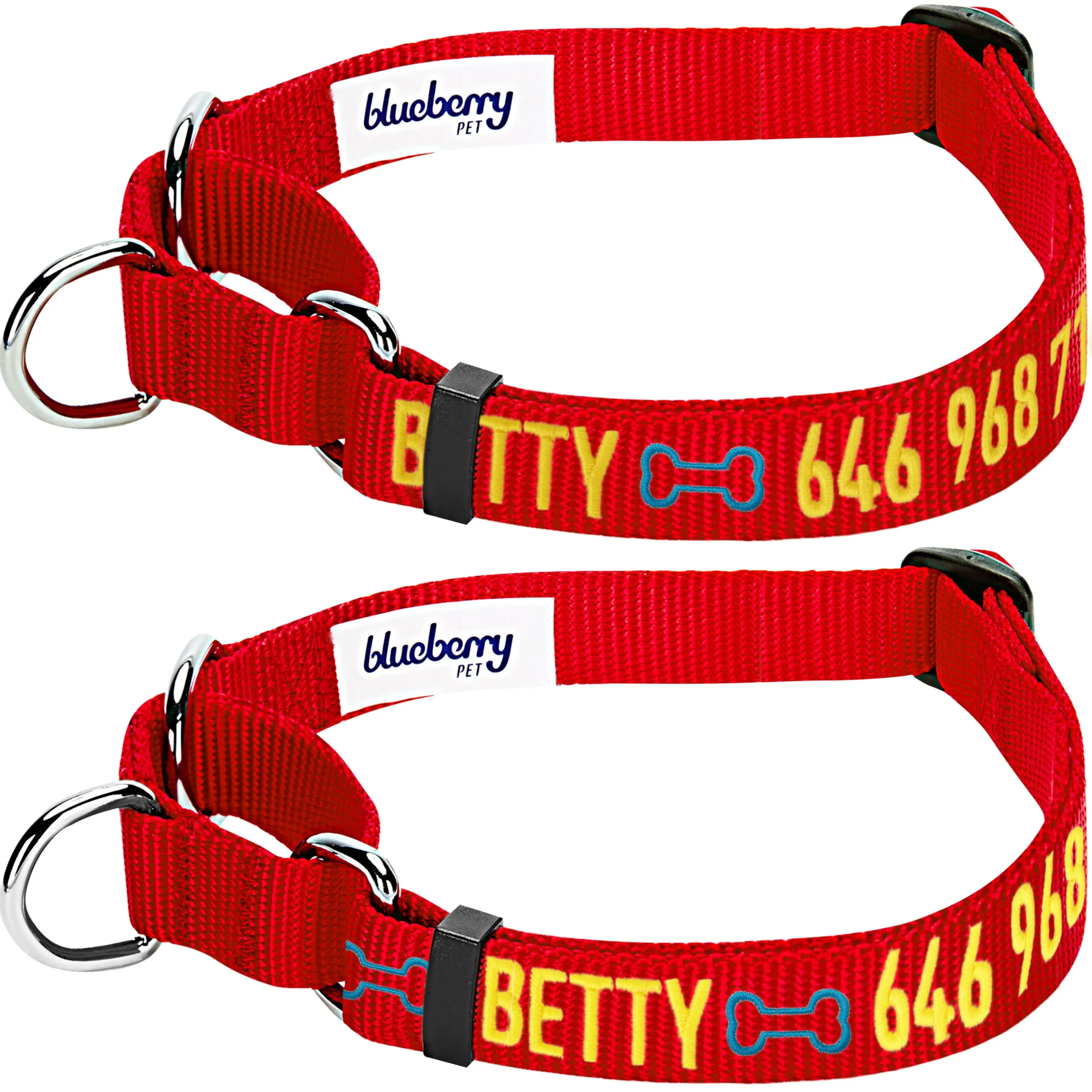Nylon Personalized Martingale Safety Training Dog Collar Pink Red for Puppy Girl