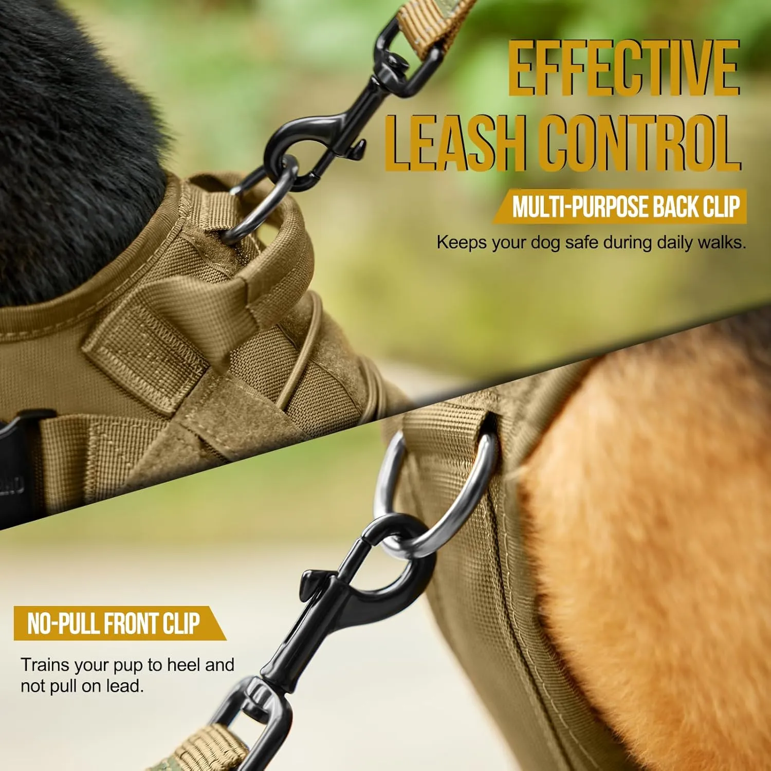 OneTigris Tactical Dog Harness Vest with Handle, Military Dog Harness for Large Medium Dogs,FIRE Watcher 2.0 No-Pull Service Dog Vest,Adjustable Dog Vest Harness for Walking Hiking Training(S,Brown)