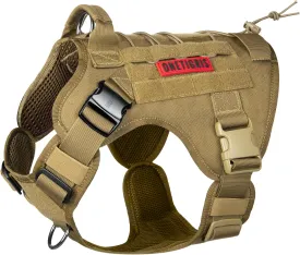OneTigris Tactical Dog Harness Vest with Handle, Military Dog Harness for Large Medium Dogs,FIRE Watcher 2.0 No-Pull Service Dog Vest,Adjustable Dog Vest Harness for Walking Hiking Training(S,Brown)