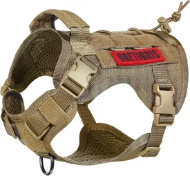 OneTigris Tactical Dog Harness Vest,No-Pull Service Dog Vest with Hook & Loop Panels,Adjustable Dog Vest Harness for Walking Hiking Training(Coyote Brown,XS)