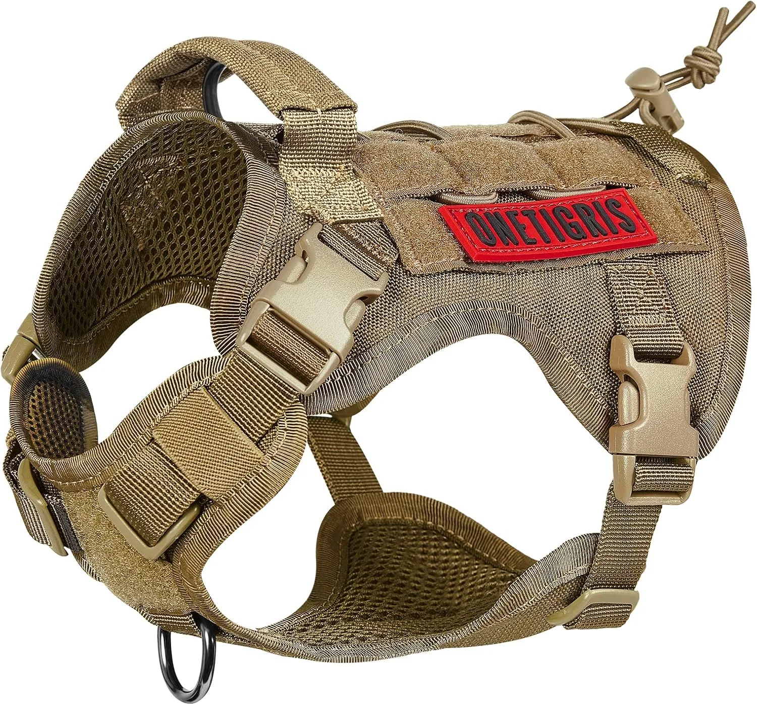 OneTigris Tactical Dog Harness Vest,No-Pull Service Dog Vest with Hook & Loop Panels,Adjustable Dog Vest Harness for Walking Hiking Training(Coyote Brown,XS)