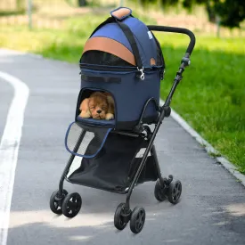 Oxford Cloth 2-in-1 Convertible Pet Stroller Blue/Orange