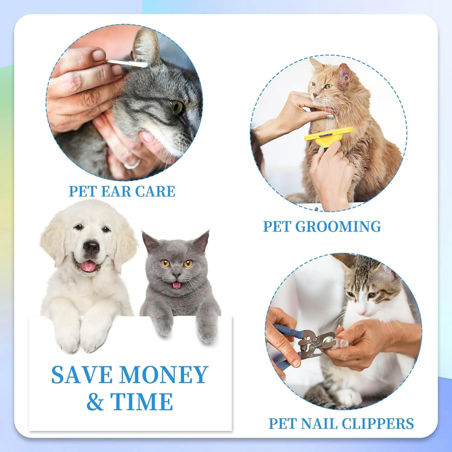 PatiencET Cat Grooming Hammock for Nail Trimming Pet Hammock for Small Dogs with Security Strap Dog Sling for Nail Clipping with Clippers Nail File and Pet Comb (Cerulean XS)