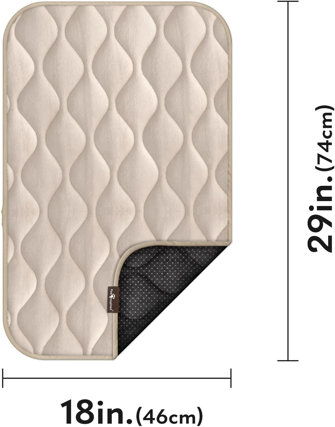 Paw Inspired Washable Padded Crate Mats for Dogs | 29 x 18 Pad, Fits 30-inch Kennels | Leakproof, Waterproof Bottom, Plush Pet Beds (Tan)