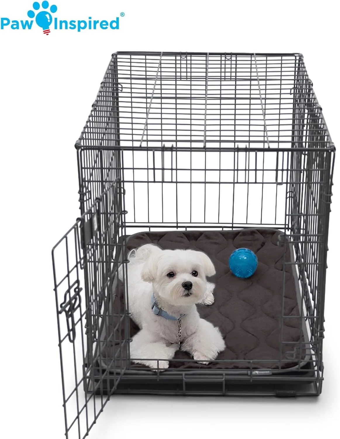 Paw Inspired Washable Padded Crate Mats for Dogs | 29 x 18 Pad, Fits 30-inch Kennels | Leakproof, Waterproof Bottom, Plush Pet Beds (Tan)