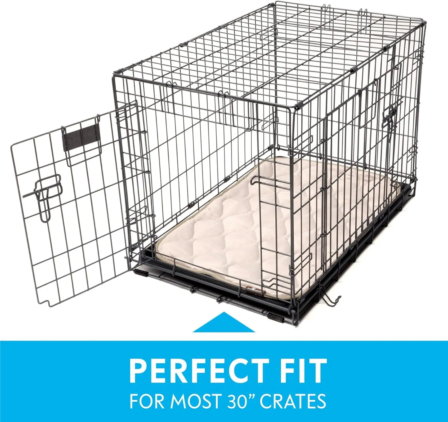 Paw Inspired Washable Padded Crate Mats for Dogs | 29 x 18 Pad, Fits 30-inch Kennels | Leakproof, Waterproof Bottom, Plush Pet Beds (Tan)