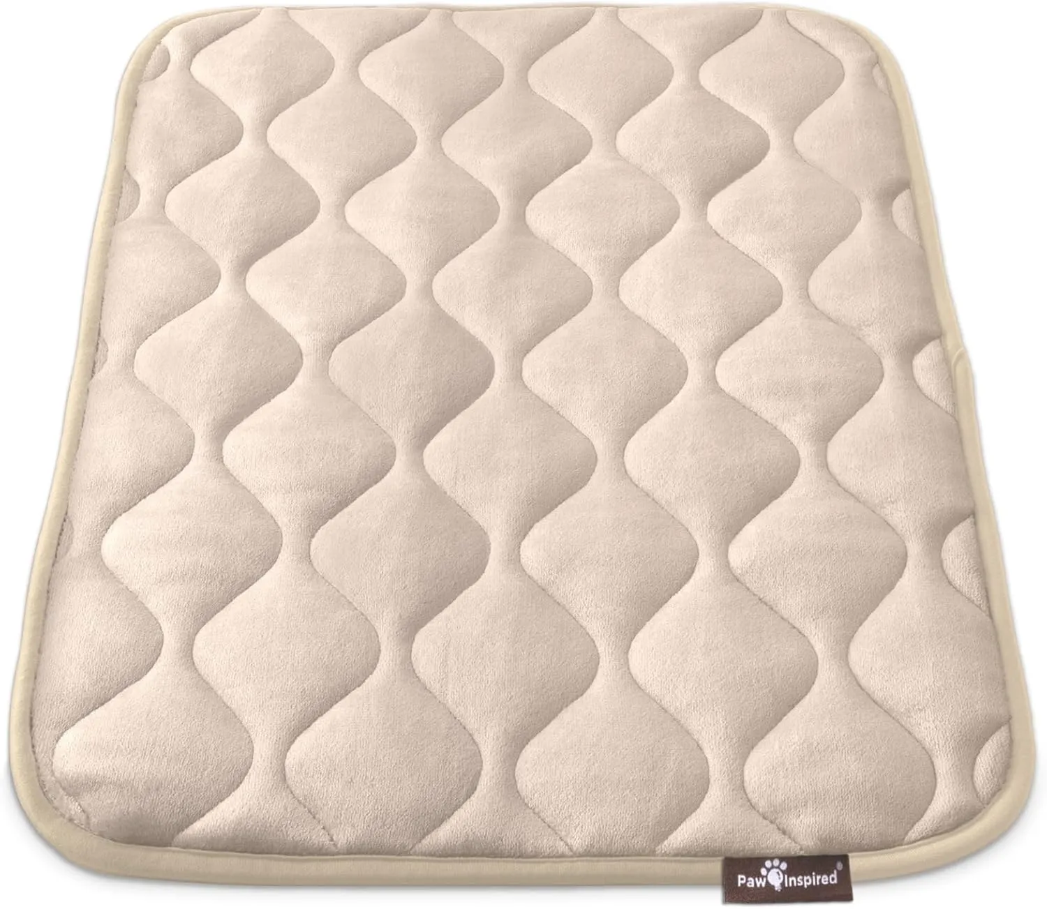 Paw Inspired Washable Padded Crate Mats for Dogs | 29 x 18 Pad, Fits 30-inch Kennels | Leakproof, Waterproof Bottom, Plush Pet Beds (Tan)