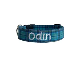 Personalized Dog Collar | Canoe Blue Plaid Dog Collar | Duke & Fox®