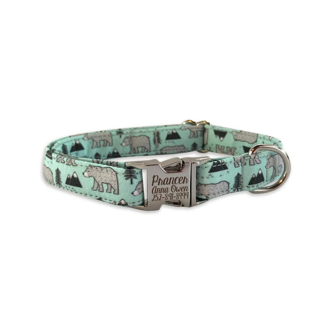 Personalized Dog Collar | Mint Bear Mountain Collar | Duke & Fox®