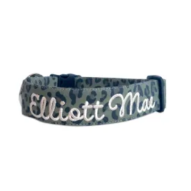 Personalized Dog Collar | Olive Leopard Collar | Duke & Fox®