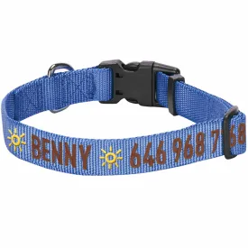 Personalized Dog Collar with Pet Name and Phone, Blue