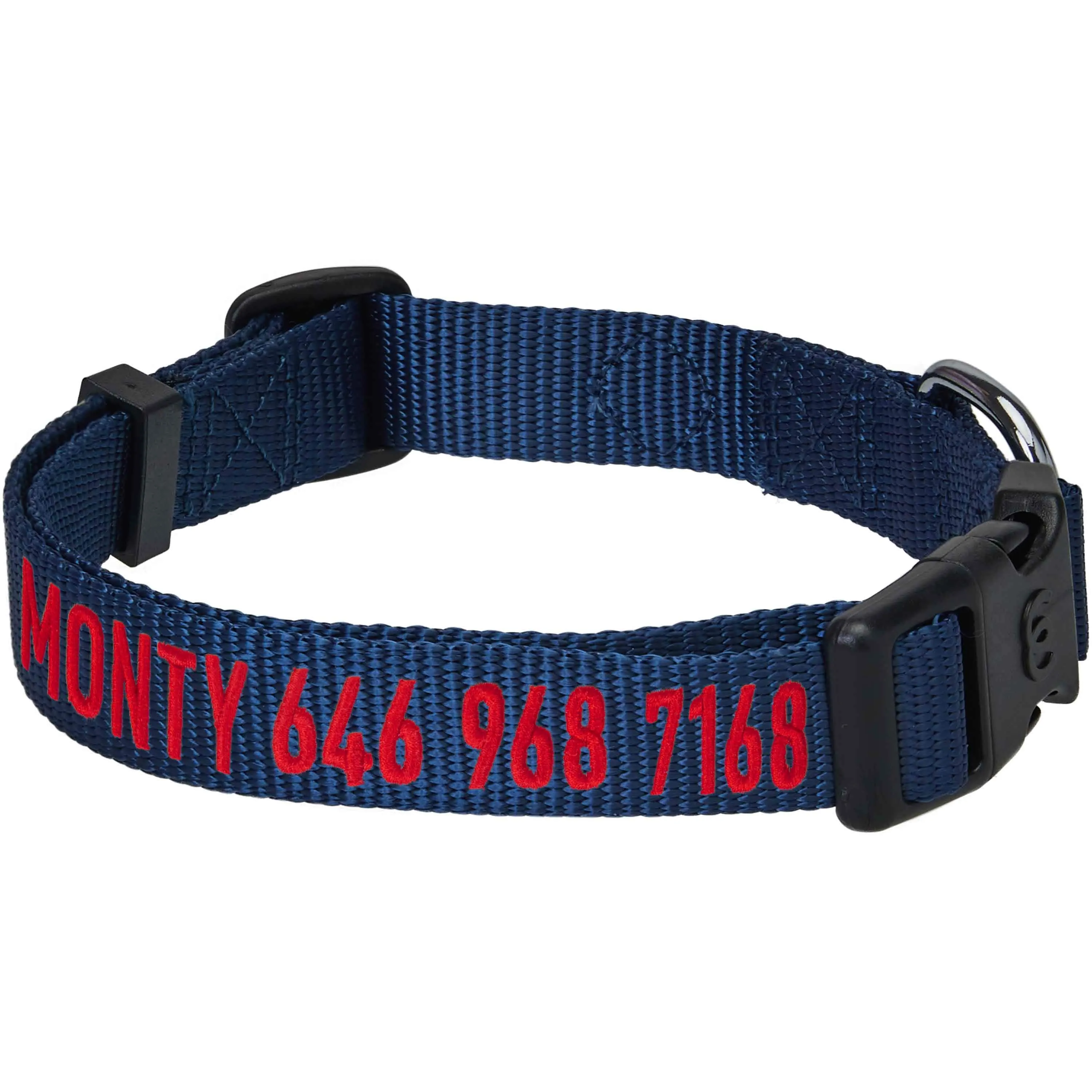 Personalized Dog Collar with Pet Name and Phone, Blue
