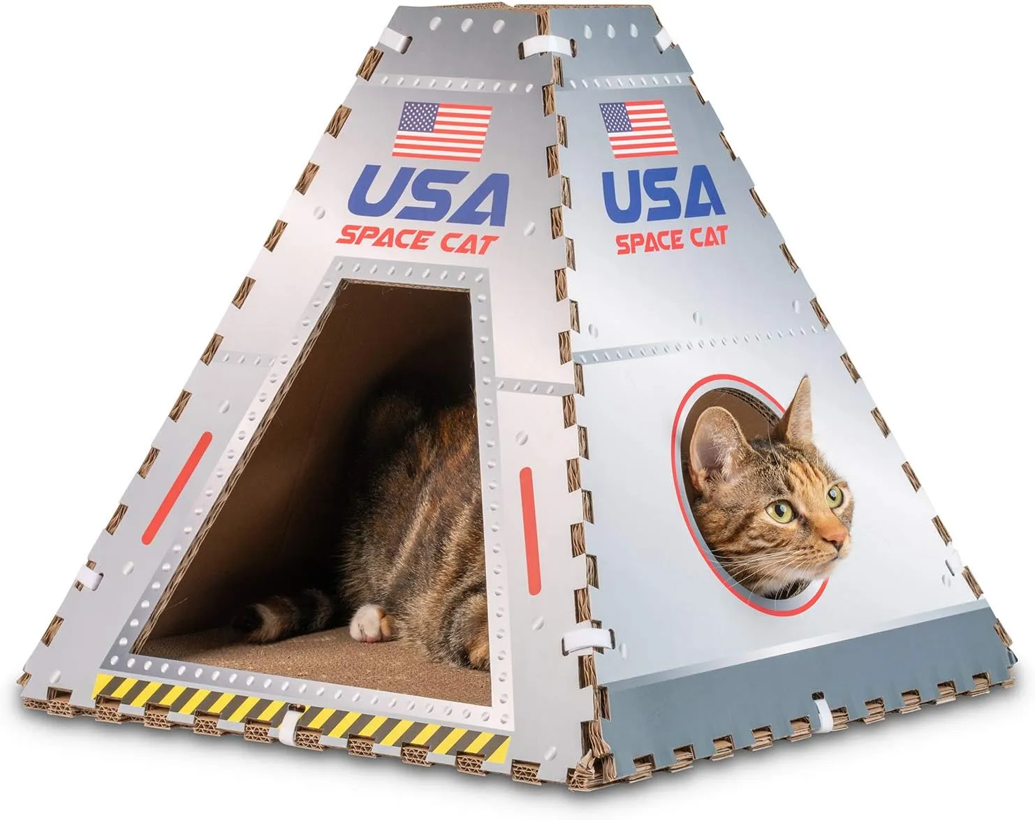 Pet Craft Supply Space House Corrugated Cardboard Cat House Condo Tent Hideaway Cave Furniture Playhouse with Scratching Board and Catnip & Silvervine Blend Scratcher for Kittens and Adult Cats