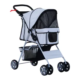Pet Grey Stroller W/ 4 Wheels