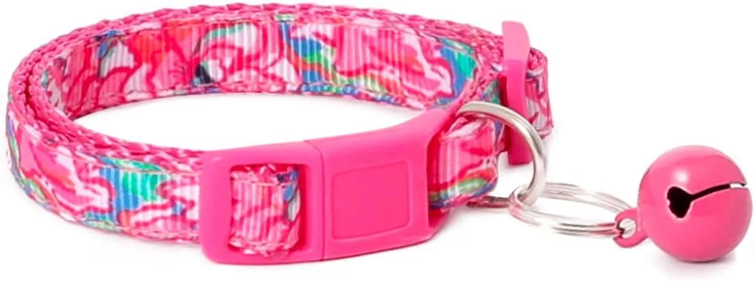 Pet Supplies, Designer Collection Cat Collar, XXS, Pink, Aloha Hawaii Pattern, Safety Breakaway Buckle, Built-in Bell, Suitable for Small, Medium, Large Dogs and Cats