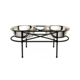 Pets Stop Mesh Double Diner Raised Feeder Black