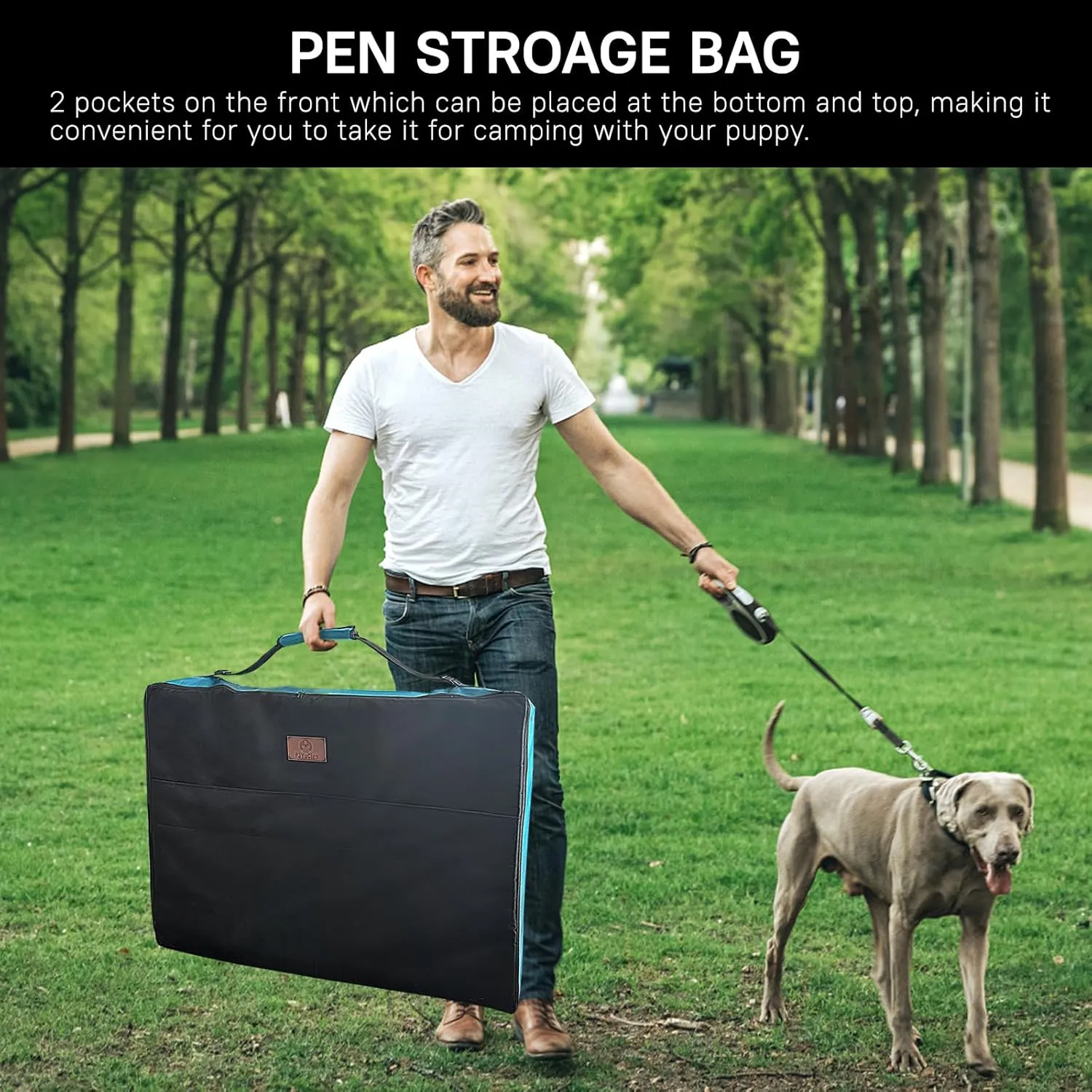 PJYuCien Dog Playpen Plus Storage Bag32" H 8 Panels Puppy Pen with Square Bottom & Top Cover,Heavy Duty Dog Fence for Camping