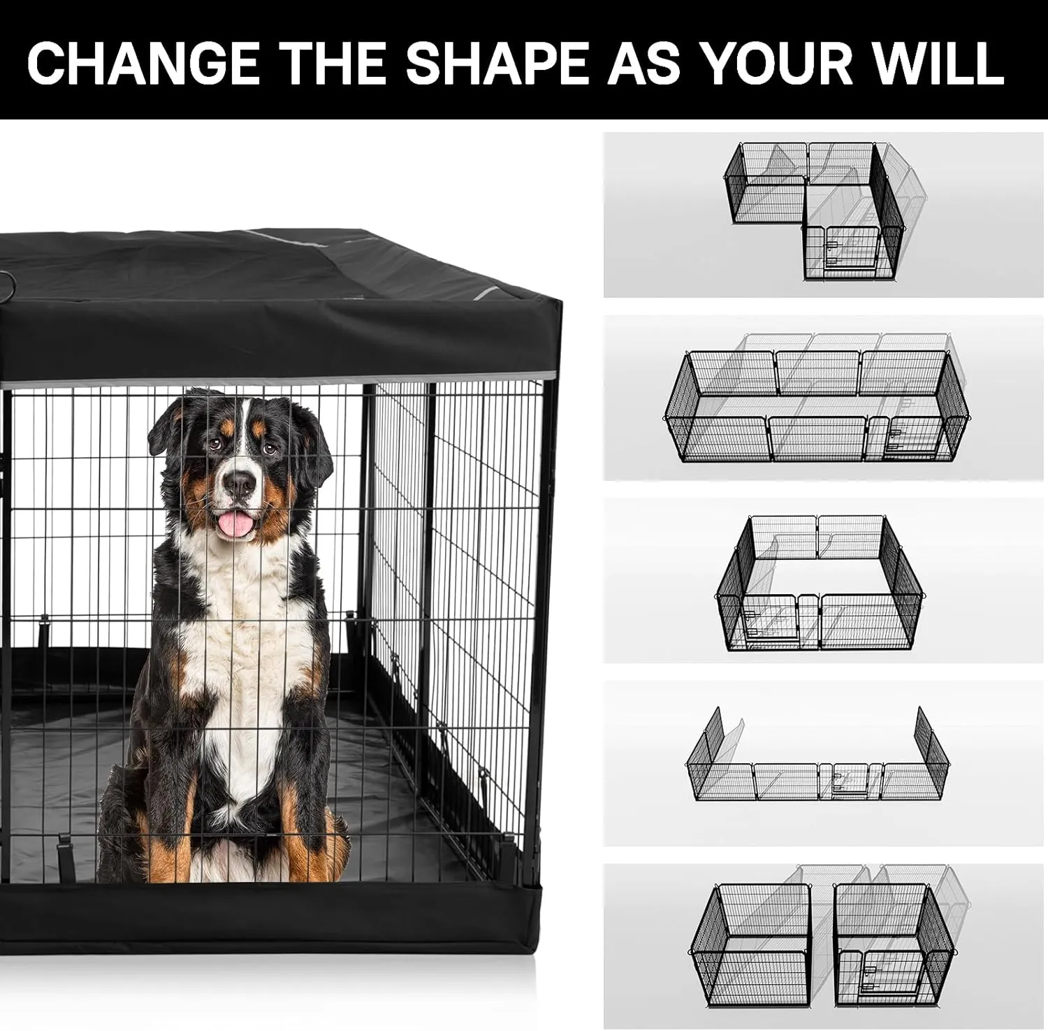 PJYuCien Dog Playpen Plus Storage Bag32" H 8 Panels Puppy Pen with Square Bottom & Top Cover,Heavy Duty Dog Fence for Camping
