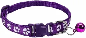 Purple Cat Collars with Bells Paw Print Design Pet Collars Safe Quick Release Cat Collar Adjustable Cute Kitten Collar for Cats or Small Dogs Collars, Harnesses and Leashes