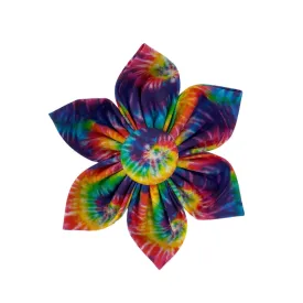 Rainbow Tie Dye Dog Collar Flower