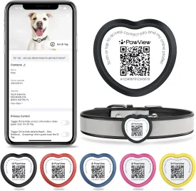 Slide On Dog Tags Personalized for Pets, NFC & QR Code Silent Silicone Cat Tag for Collars & Harnesses - Scan Alert, Instant Location, Pet Profile, APP Control, Heart-Shaped,1 PC