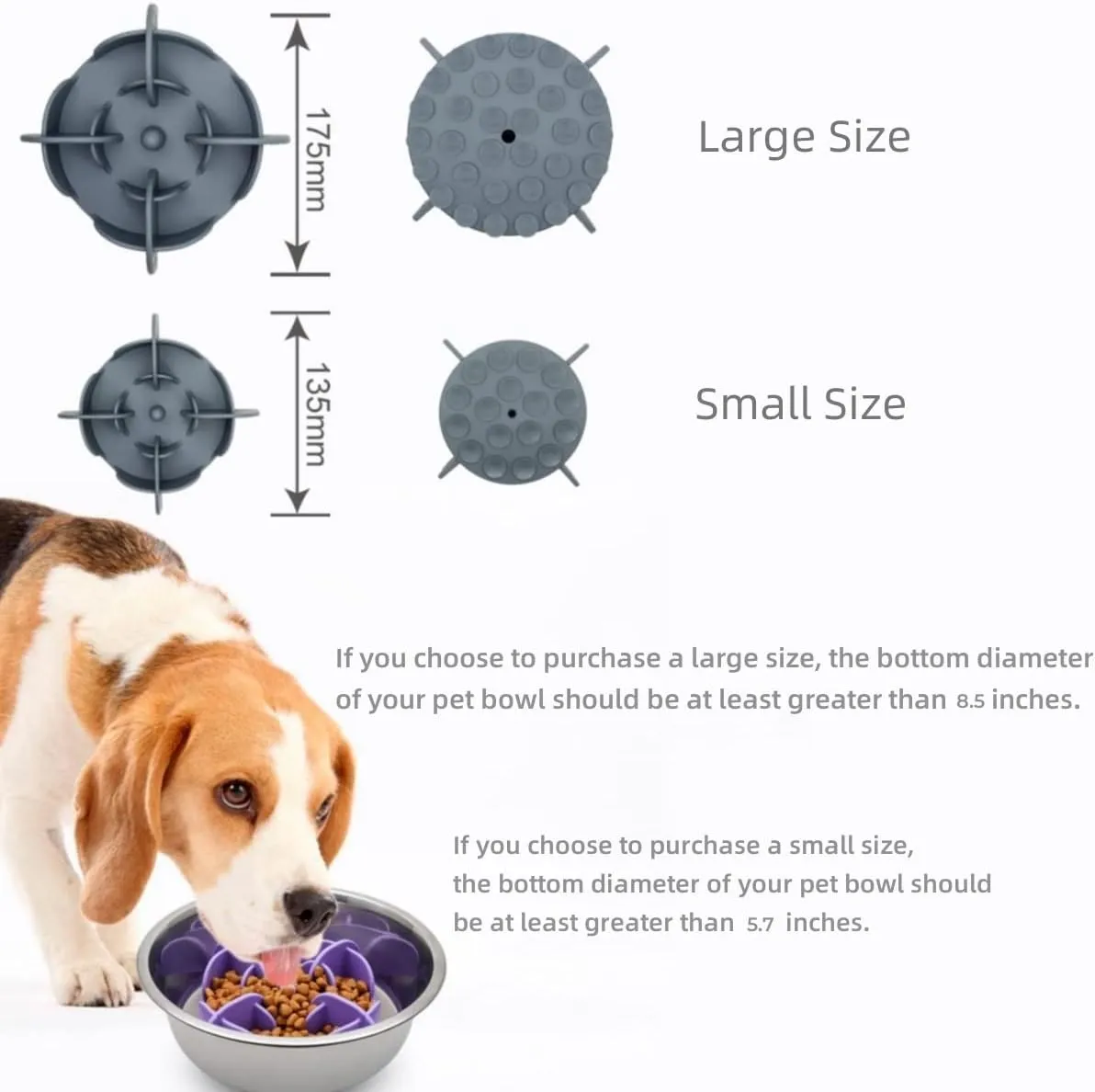 Slow Feeder Insert, Silicon Rubber Pet Feeder to Slow Down Eating Time for Dog/Cat/Puppy, Fits Stainless Steel, Plastic, Glass, Ceramic Bowls