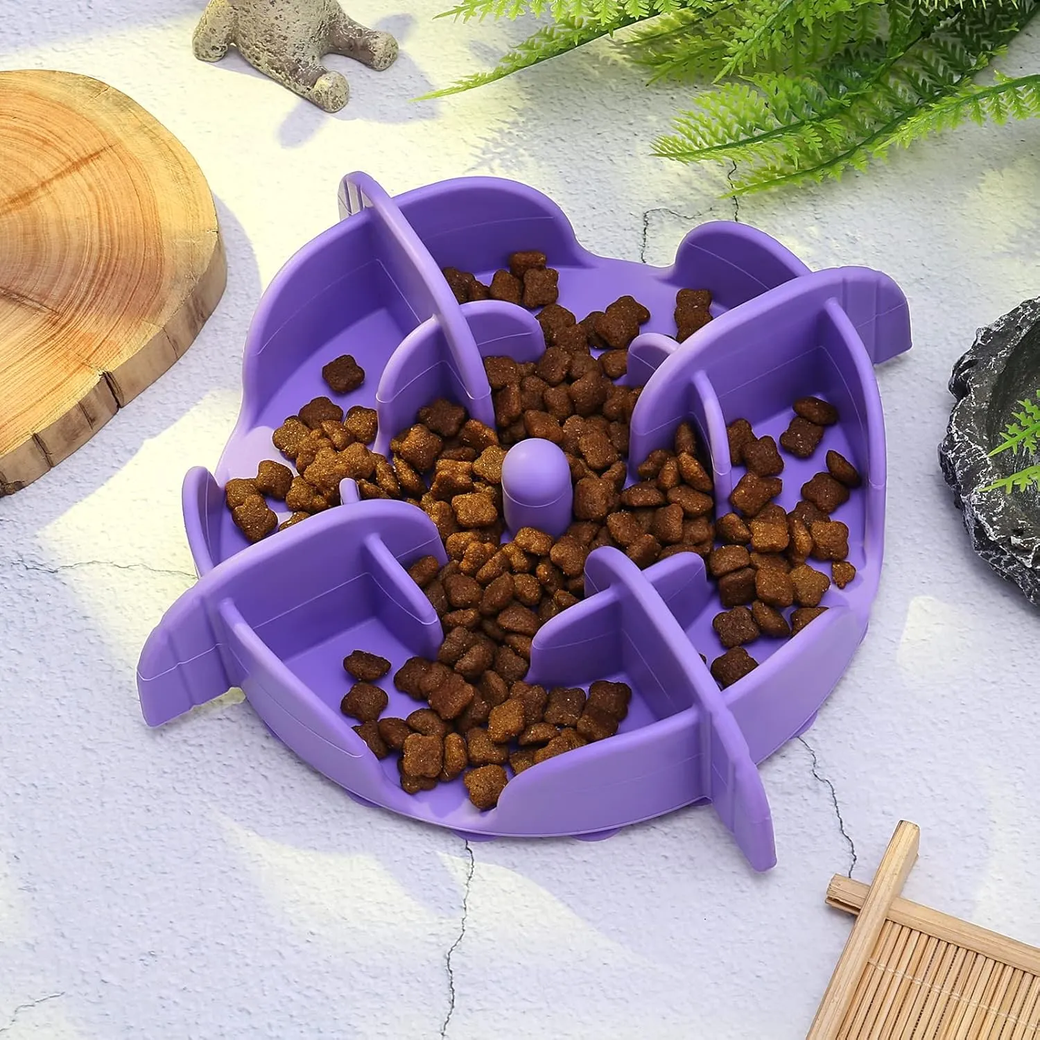Slow Feeder Insert, Silicon Rubber Pet Feeder to Slow Down Eating Time for Dog/Cat/Puppy, Fits Stainless Steel, Plastic, Glass, Ceramic Bowls