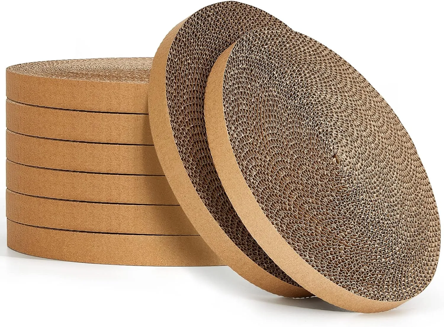 Taiyin 8 Pieces Corrugated Cardboard Cat Scratcher Round Cat Scratcher Refill Scratcher Replacement Pads Compatible with Turboscratcher