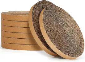 Taiyin 8 Pieces Corrugated Cardboard Cat Scratcher Round Cat Scratcher Refill Scratcher Replacement Pads Compatible with Turboscratcher