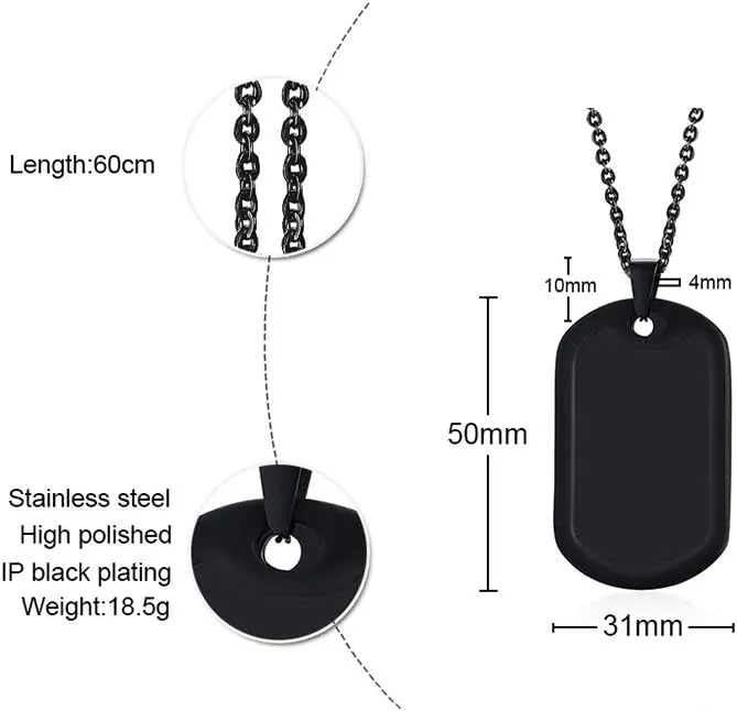 VNOX Medical Alert ID Necklace Custom Engraving Emergency Medical Alert Dog Tag Keychain Pendent Necklace for Men Women