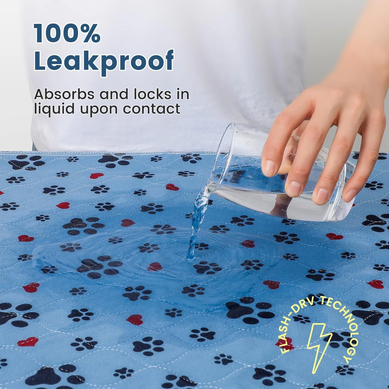 Washable Pee Pads for Dogs,6 Pack Large 18"x24" Super Absorbent Reusable Puppy Pads,Non-Slip 100% Waterproof Dog Pee Pads,Pet Training Pads for Couch, Crate,Potty Training,Floor