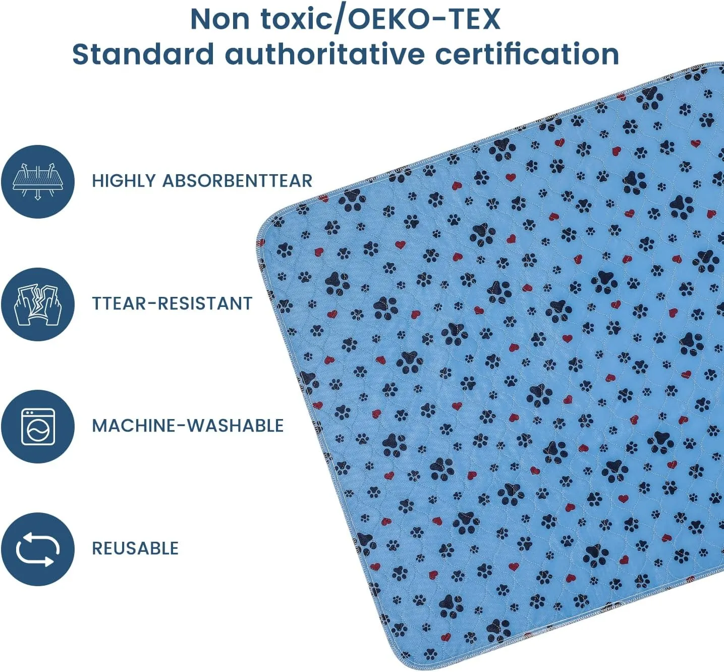 Washable Pee Pads for Dogs,6 Pack Large 18"x24" Super Absorbent Reusable Puppy Pads,Non-Slip 100% Waterproof Dog Pee Pads,Pet Training Pads for Couch, Crate,Potty Training,Floor