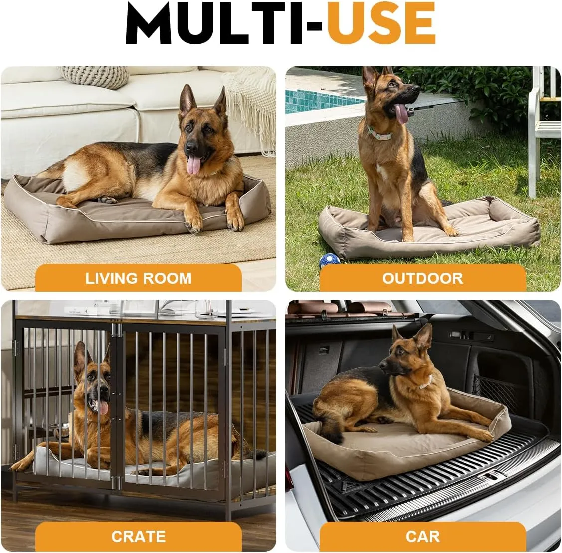 Waterproof Dog Mats for Large Medium Dogs,Outdoor Orthopedic Foam Dog Bed with 900D Oxford Fabric Surface,Dog Bed for Crate with Removable Washable and Machine Cover,35"x23",Grey